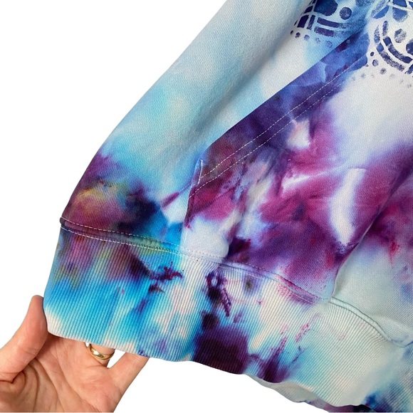 Handmade Tie Dye Sweatshirt Hoodie Womens Size XL Pullover Hand Painted Purple - Picture 5 of 12